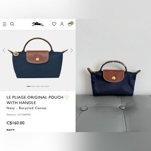 Longchamp Mini Bag Le Pliage Original Pouch With Handle - Navy
